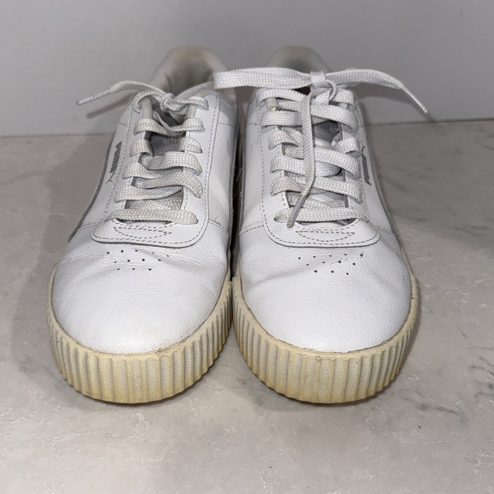 PUMA Carina Leather White Silver 8.5